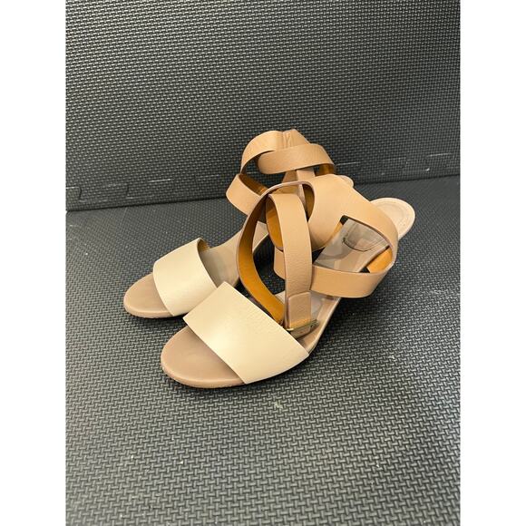Chloe 2-Tone Wrap-Around Nude Brown Sandals Leather Italy Womens Size 38 US 8 - Picture 2 of 8